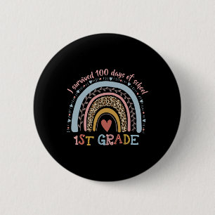 Boho Rainbow I Survived 100 Days Of 1st Grade Scho 6 Cm Round Badge