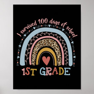 Boho Rainbow I Survived 100 Days Of 1st Grade Scho Poster
