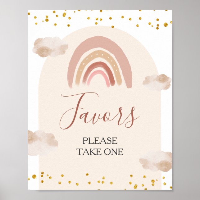 Boho Rainbow Isn't She Onederful Birthday Favours Poster (Front)