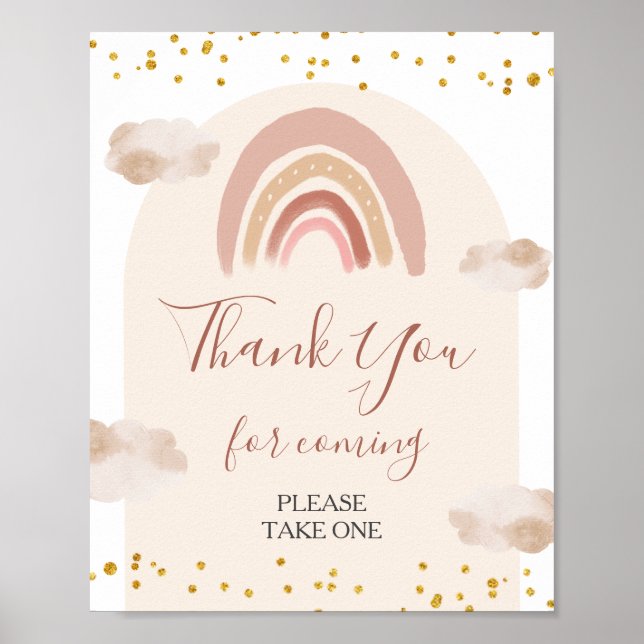 Boho Rainbow Isn't She Onederful Thank You Poster (Front)