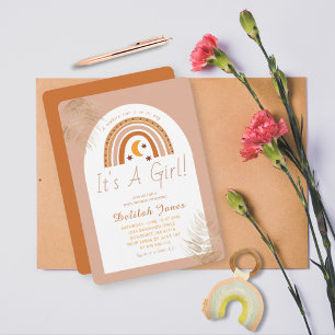 Boho Rainbow It's A Girl Baby Shower Invitation