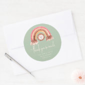 Boho Rainbow Lion Sage Baby Shower Thank You Classic Round Sticker (Envelope)