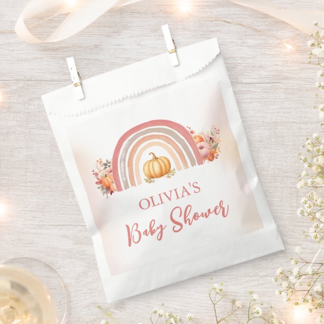 Boho Rainbow Little Pumpkin Fall Baby Shower Favour Bags (Clipped)