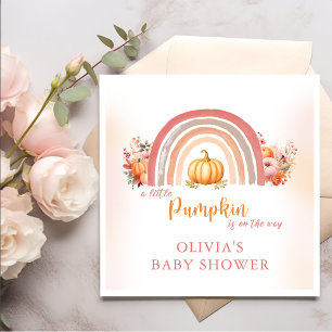 Boho Rainbow Little Pumpkin Fall Baby Shower Napkin