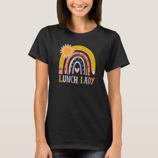Boho Rainbow Lunch Lady Squad First Day Of School T-Shirt