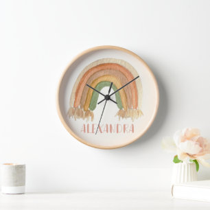 Boho Rainbow Macrame Rope Name Clock