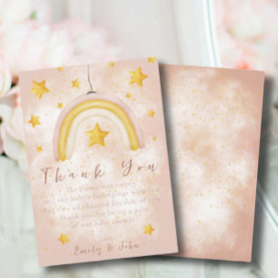 Boho Rainbow magic gold stars dust Thank You Invitation