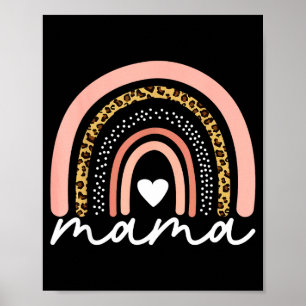 Boho Rainbow Mama Leopard Mothers Day Cute Mom Hea Poster