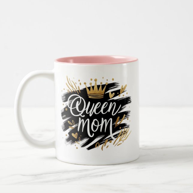 Boho Rainbow Mama - Warm Earthy Tones Design Two-Tone Coffee Mug (Left)