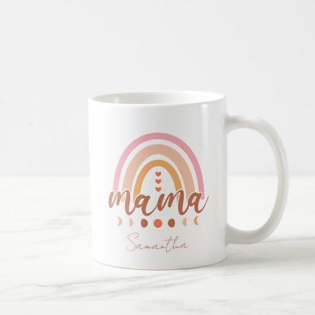 Boho Rainbow Mama with Moon Phases Coffee Mug (Right)
