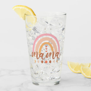 Boho Rainbow Mama with Moon Phases Glass