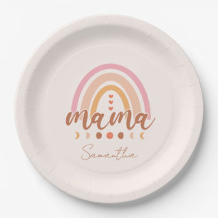 Boho Rainbow Mama with Moon Phases Paper Plate