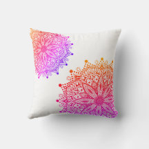 Boho Rainbow Mandala Throw Pillow