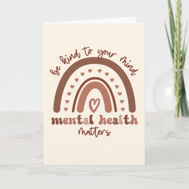 Boho Rainbow Mental Health Be Kind To Your Mind Card (Front)