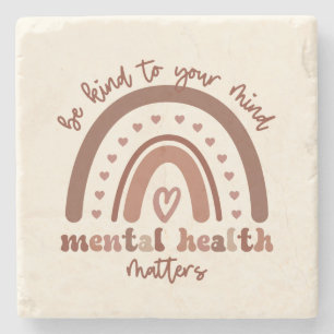 Boho Rainbow Mental Health Be Kind To Your Mind Stone Coaster