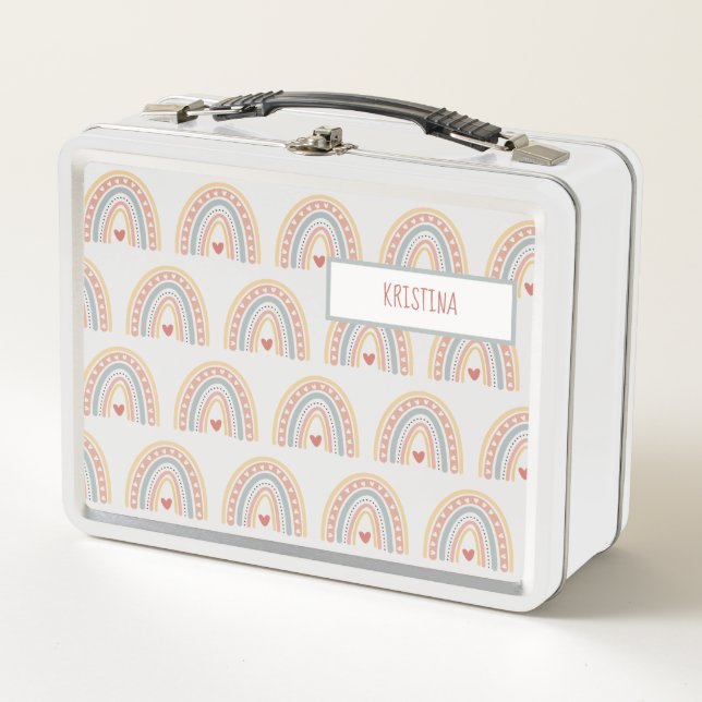 Boho rainbow  metal lunch box (Front)
