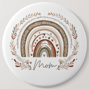 Boho Rainbow Mom – Earthy Tones Mother's Day Desig 6 Cm Round Badge