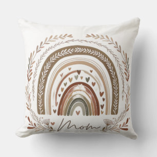 Boho Rainbow Mom – Earthy Tones Mother's Day Desig Cushion