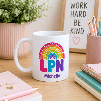 Boho Rainbow Monogram LPN Coffee Mug