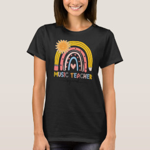 Boho Rainbow Music Teacher Squad First Day Of Scho T-Shirt