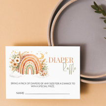 Boho Rainbow Neutral Baby Shower Diaper Raffle