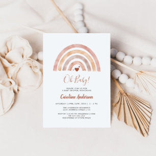 Boho Rainbow Neutral Baby Shower Invitation