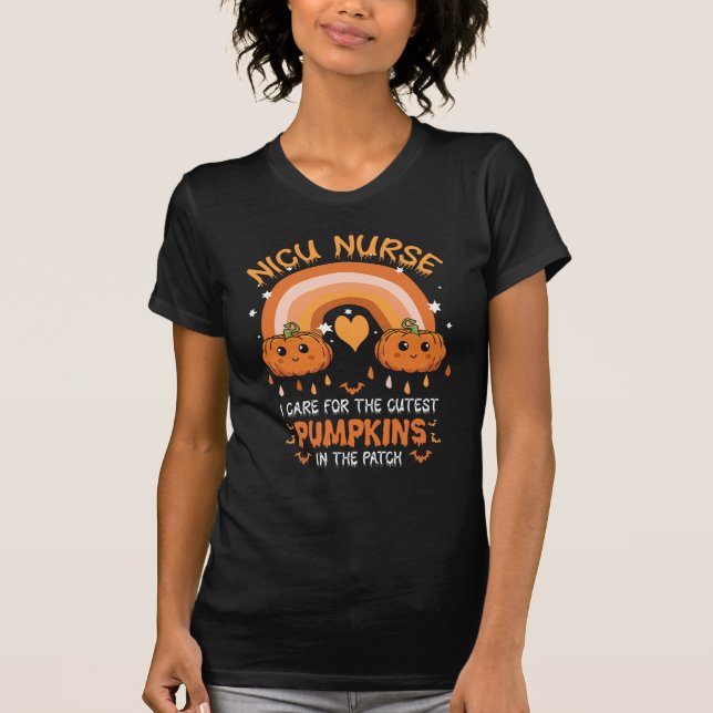 Boho Rainbow NICU Nurse Cutest Pumpkins The Patch T-Shirt (Front)