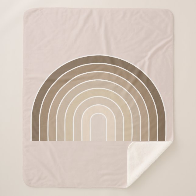 Boho Rainbow Olive Earth Tones Sherpa Blanket (Front)