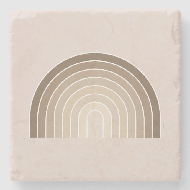 Boho Rainbow Olive Earth Tones Stone Coaster (Front)