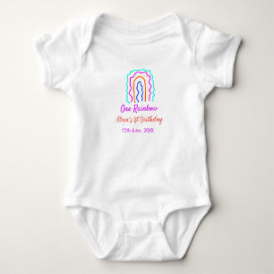Boho Rainbow one birthday kids bright retro bold Baby Bodysuit
