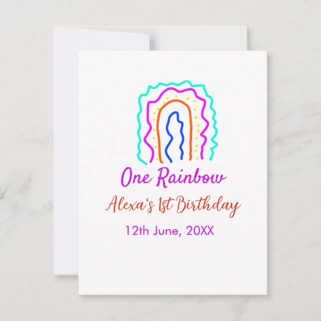 Boho Rainbow one birthday kids bright retro bold Card (Front)
