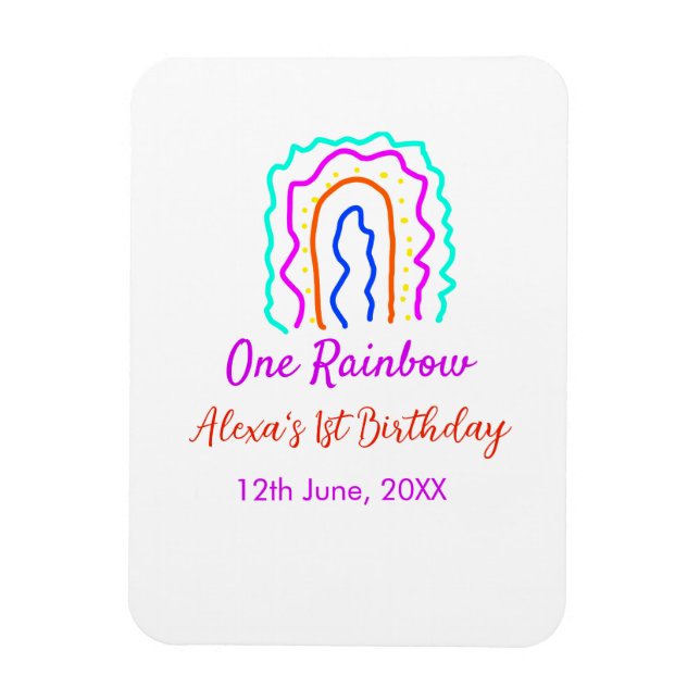 Boho Rainbow one birthday kids bright retro bold Magnet (Vertical)