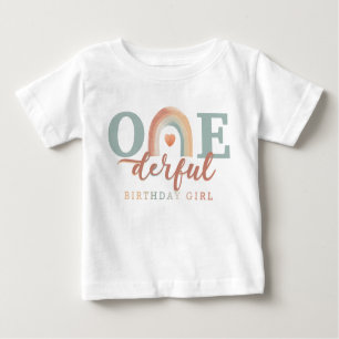 Boho Rainbow Onederful Birthday Girl Baby T-Shirt