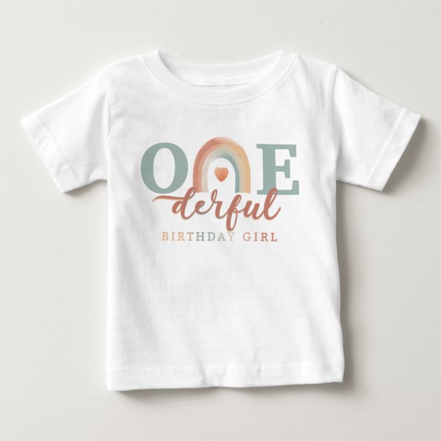 Boho Rainbow Onederful Birthday Girl T-Shirt – 1st (Front)