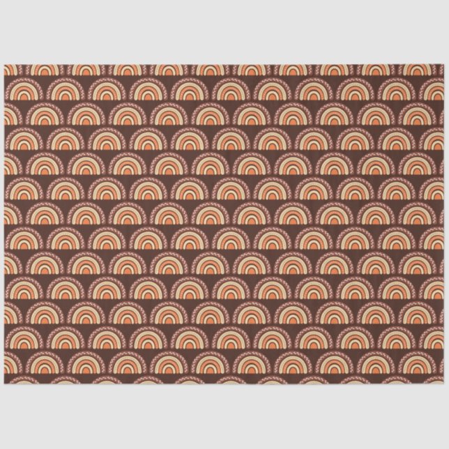 Boho Rainbow Orange and Brown Tissue Paper (Front)