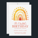 Boho Rainbow Orange Gold Kid's Birthday Party Invitation<br><div class="desc">A sweet orange gold boho style rainbow kid's birthday party invitation. A modern sweet style contrast of script and serif  coloured type. Simple and whimsical. Rainbow pattern on the back of the invite.</div>