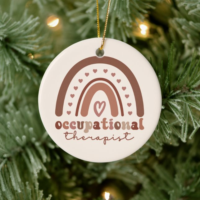 Boho Rainbow OT Occupational Therapist Gifts Ceramic Tree Decoration (Tree)