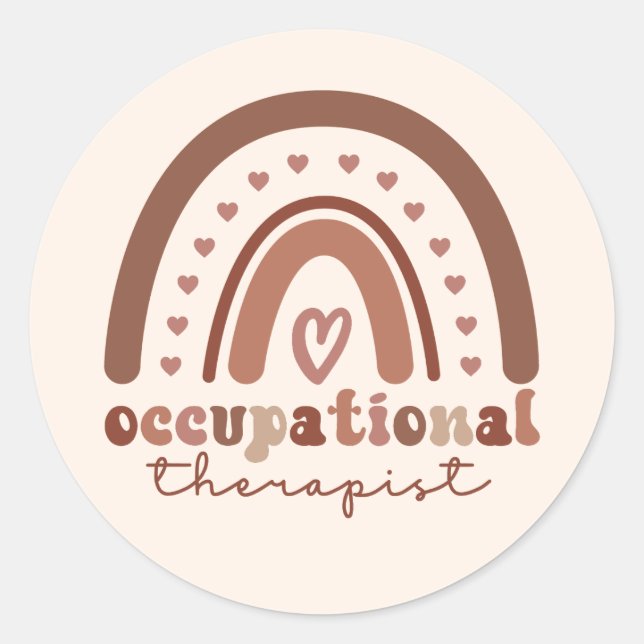 Boho Rainbow OT Occupational Therapist Gifts Classic Round Sticker (Front)