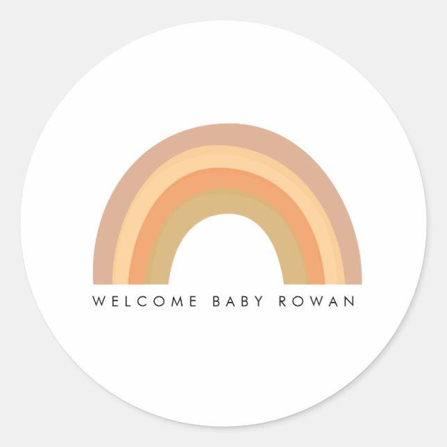 Boho Rainbow party or baby shower favour sticker (Front)