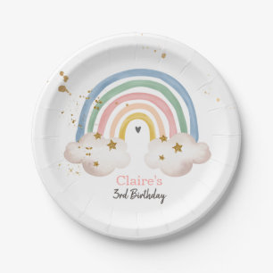 Boho Rainbow Party Rainbow Birthday Pastel Modern Paper Plate