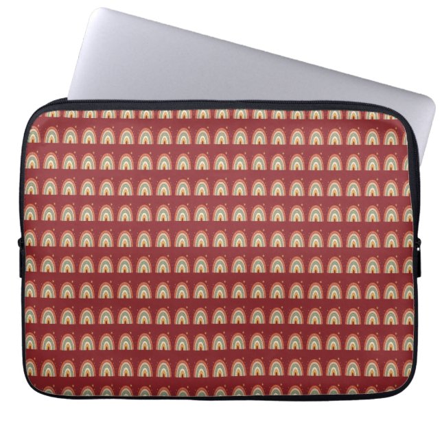 Boho Rainbow Pattern Neck Tie Laptop Sleeve (Front)