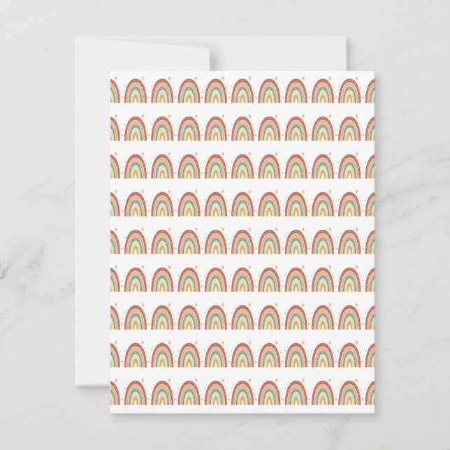 Boho Rainbow Pattern Neck Tie RSVP Card (Front)
