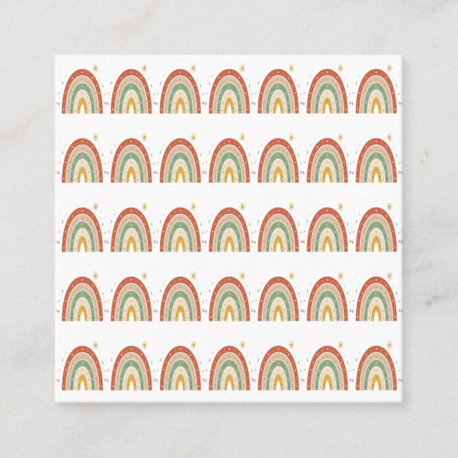 Boho Rainbow Pattern Neck Tie Square Business Card (Front)
