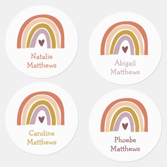 Boho Rainbow Peach Blush Name Iron On Clothing (Group)