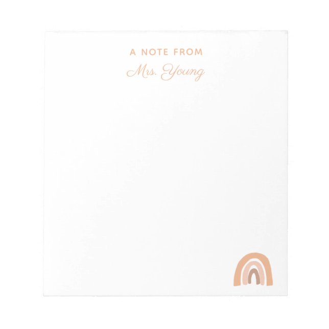Boho Rainbow Personalised Teacher Appreciation Notepad (Front)
