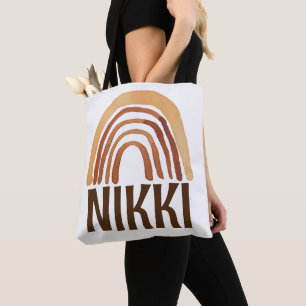 BOHO RAINBOW PERSONALIZED ADD NAME TOTE BAG