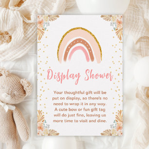 Boho Rainbow Pink Baby Display Shower Enclosure Card