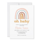 Boho Rainbow pink Baby Shower Invitation