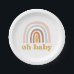 Boho Rainbow pink Baby Shower Paper Plate<br><div class="desc">Boho Rainbow Girl baby shower plates with rainbow.</div>
