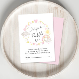 Boho Rainbow Pink Diaper Raffle Baby Girl Shower Enclosure Card